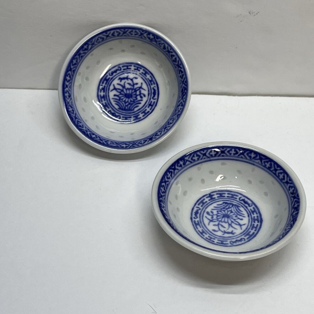rice grain porcelain blue and‎ white miniature bowls 2.5 inch